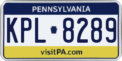 PA license plate KPL8289