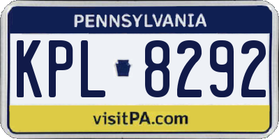 PA license plate KPL8292