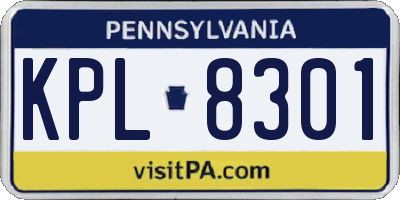 PA license plate KPL8301