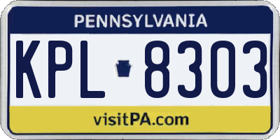 PA license plate KPL8303