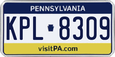 PA license plate KPL8309