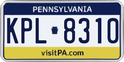 PA license plate KPL8310
