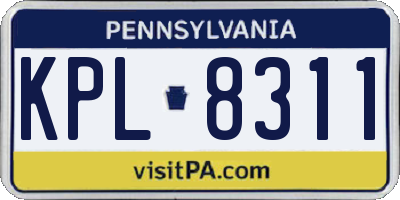 PA license plate KPL8311