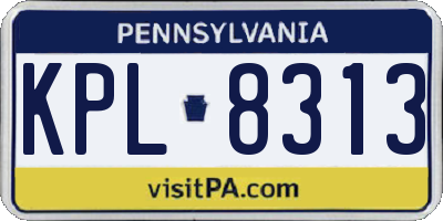 PA license plate KPL8313