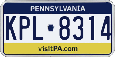 PA license plate KPL8314