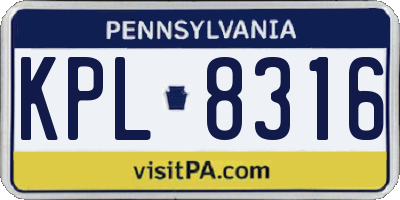 PA license plate KPL8316