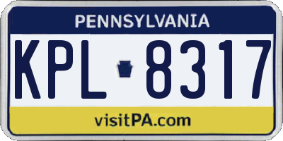 PA license plate KPL8317