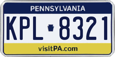 PA license plate KPL8321