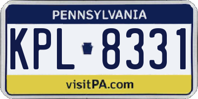 PA license plate KPL8331