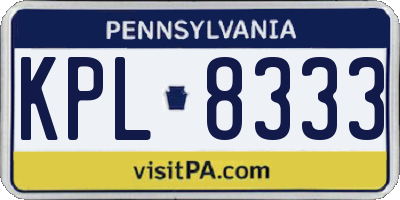 PA license plate KPL8333