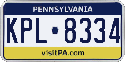PA license plate KPL8334