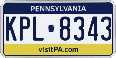 PA license plate KPL8343