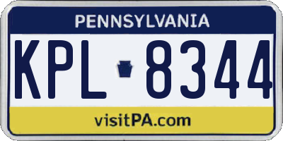PA license plate KPL8344
