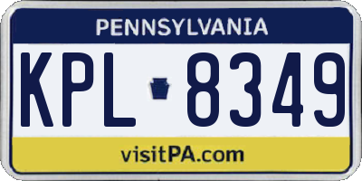 PA license plate KPL8349