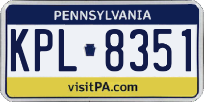 PA license plate KPL8351