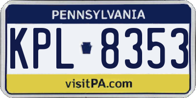PA license plate KPL8353