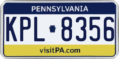 PA license plate KPL8356