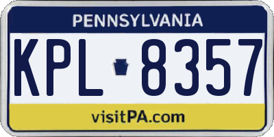 PA license plate KPL8357