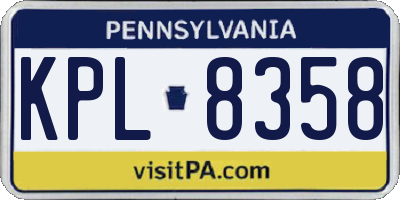 PA license plate KPL8358