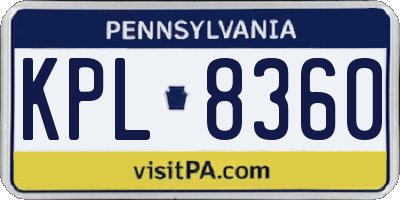 PA license plate KPL8360