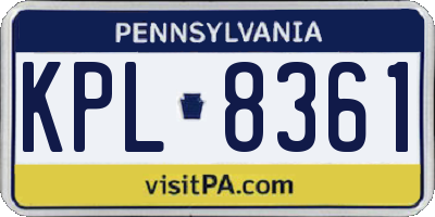 PA license plate KPL8361