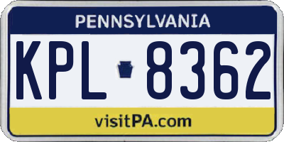 PA license plate KPL8362