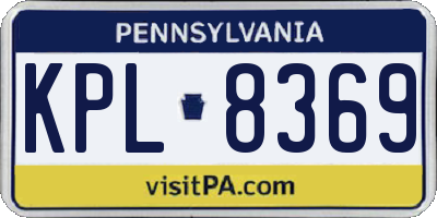PA license plate KPL8369