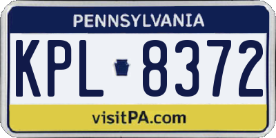 PA license plate KPL8372