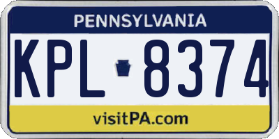 PA license plate KPL8374
