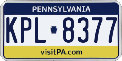 PA license plate KPL8377