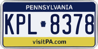 PA license plate KPL8378