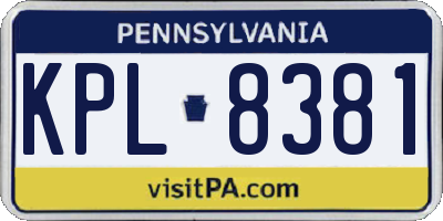 PA license plate KPL8381