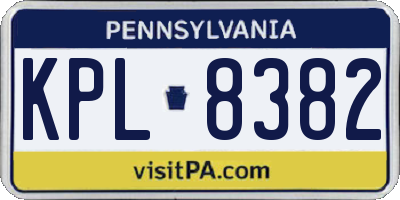 PA license plate KPL8382