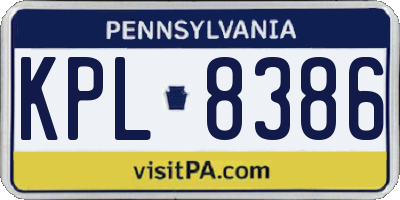 PA license plate KPL8386