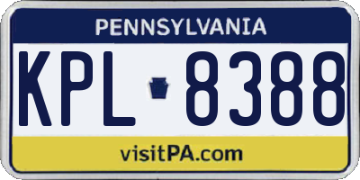 PA license plate KPL8388