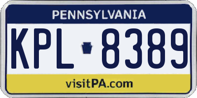 PA license plate KPL8389