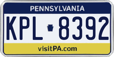 PA license plate KPL8392