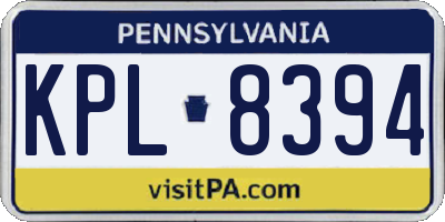 PA license plate KPL8394
