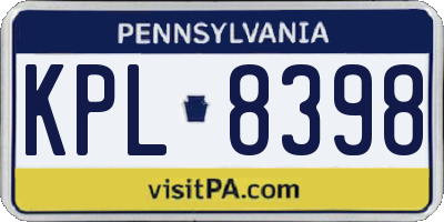 PA license plate KPL8398