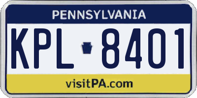 PA license plate KPL8401