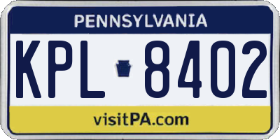 PA license plate KPL8402