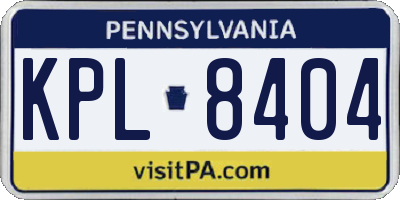 PA license plate KPL8404