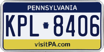 PA license plate KPL8406