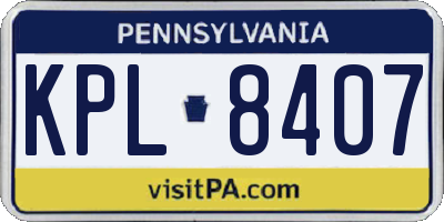 PA license plate KPL8407