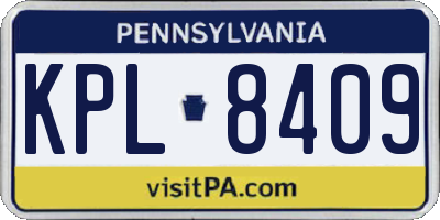 PA license plate KPL8409