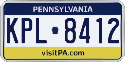 PA license plate KPL8412