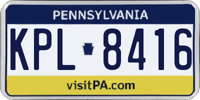 PA license plate KPL8416