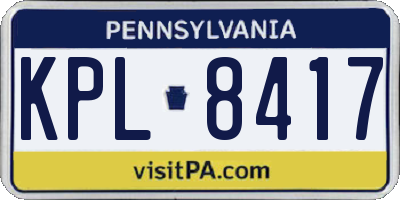 PA license plate KPL8417