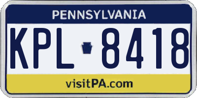 PA license plate KPL8418