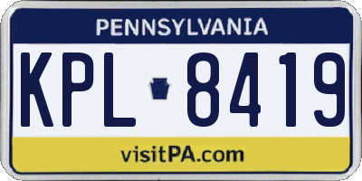 PA license plate KPL8419